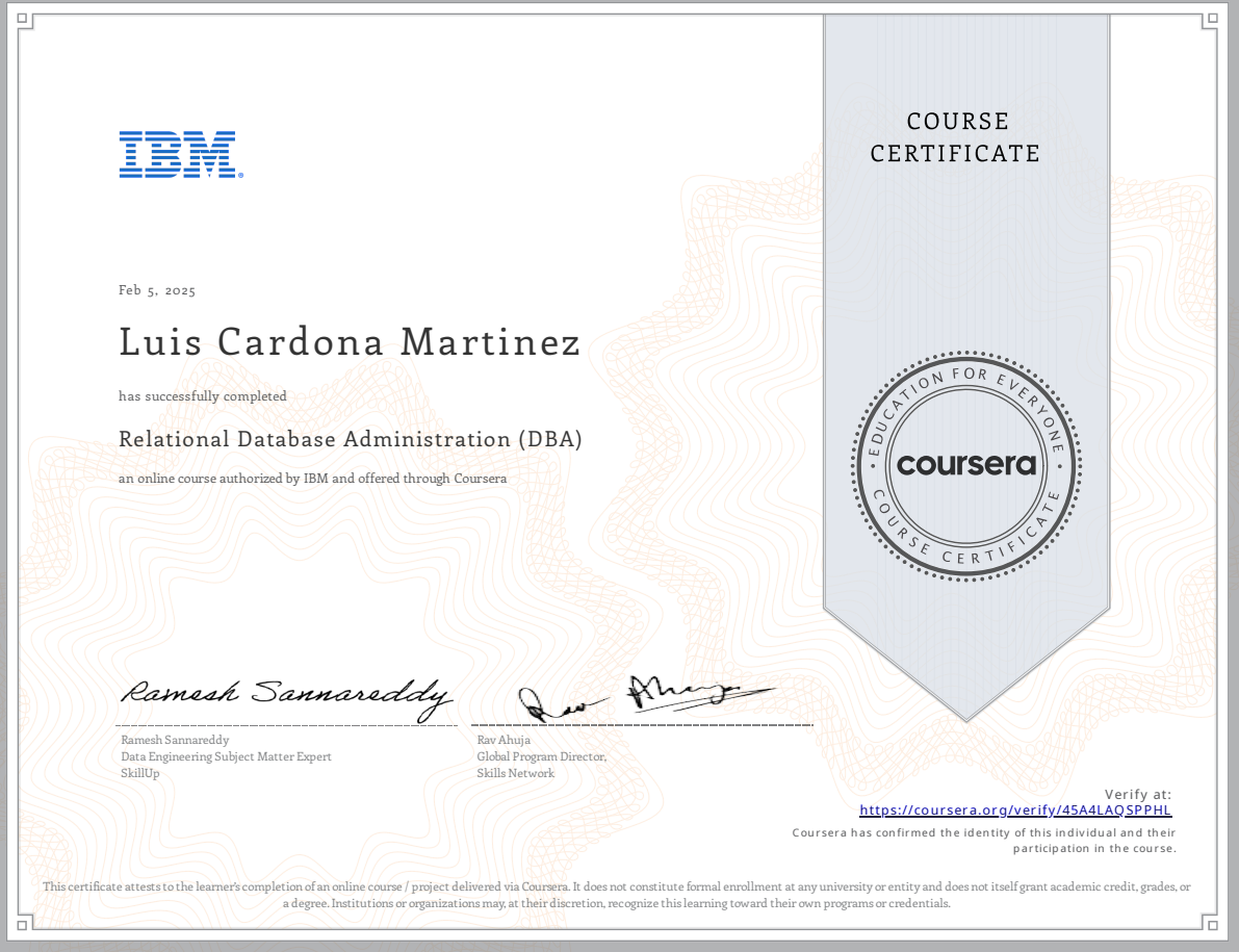 Database Administration (DBA)